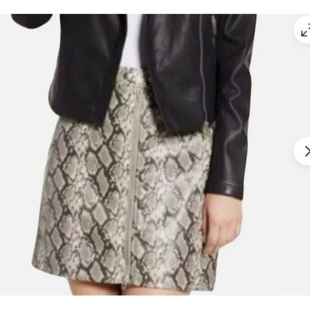 Thread & Supply Vegan Leather Skirt-Medium-Python Snakeskin-Full Zip Front